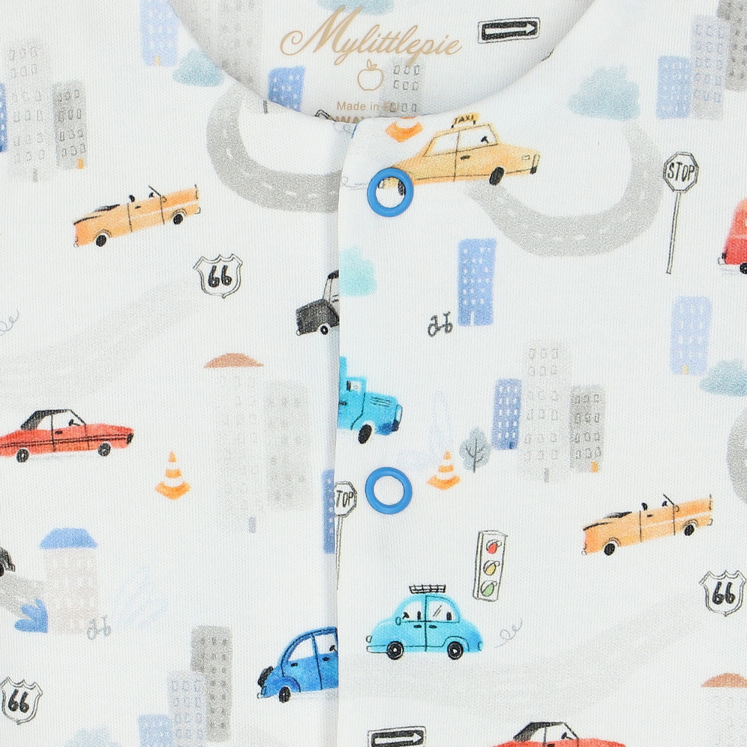 Baby Boys White City Romper, 1, hi-res